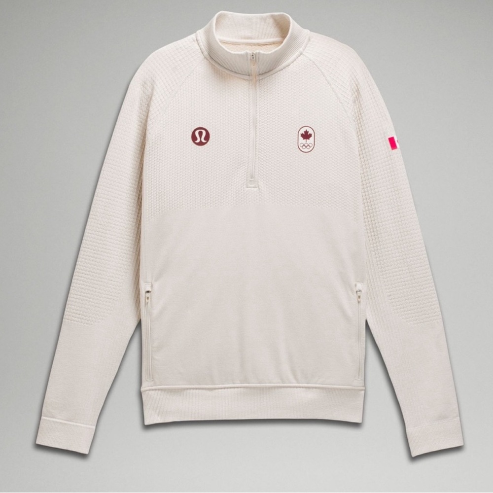 Lululemon Team Canada Olympic engineered warmth 1/2 half zip ivory white NWT XL